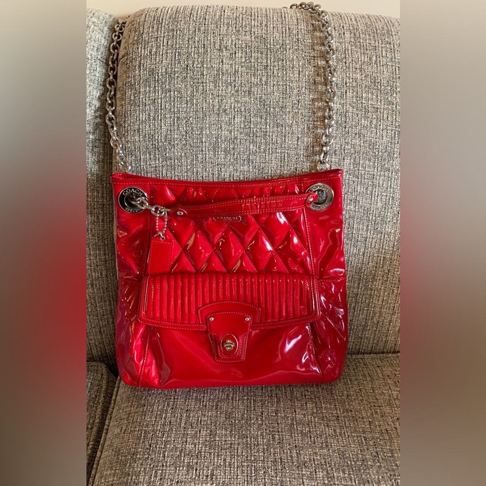 Coach Poppy Red patent leather bag